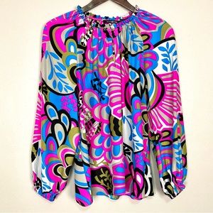 BNWT Alice & Trixie Silk Blouse Size M Retro Ruffle Collar Balloon Sleeves